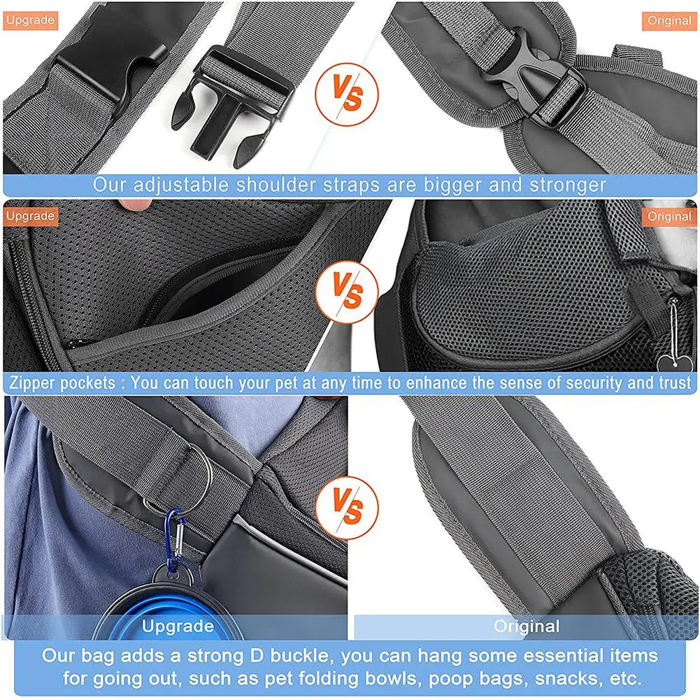Pet Carrying Bag Sling Carrier Bag Portable Comfortable Breathable Hand Free Shoulder Crossbody Bag for Small Pets Cat Dog