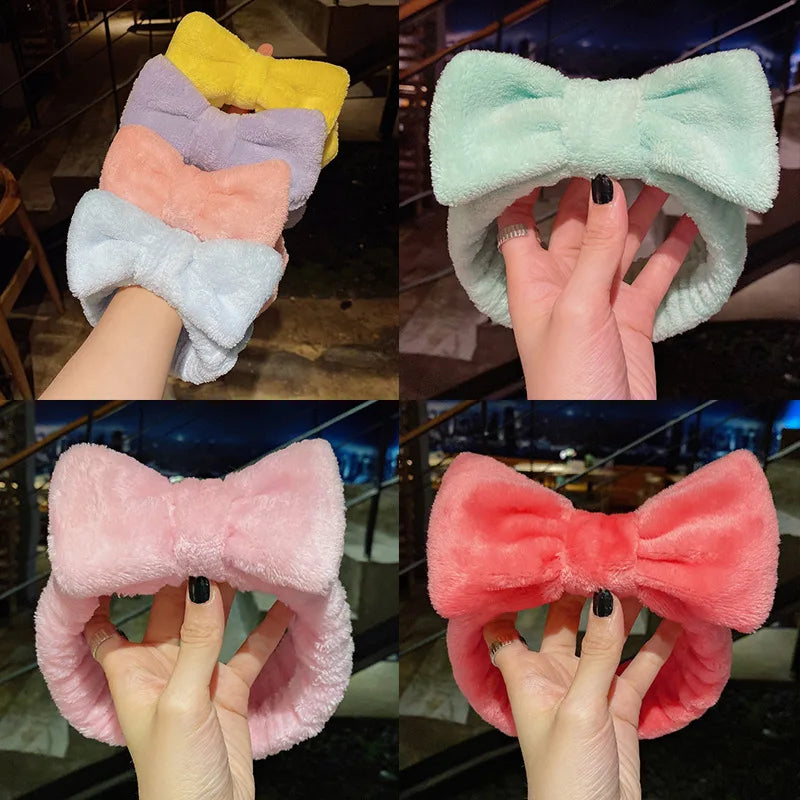 Wash Face Hair Holder Hairbands Soft Warm Coral Fleece Bow Cute Animal Cat Ears Headband For Women Girls Makeup Hair Accessories