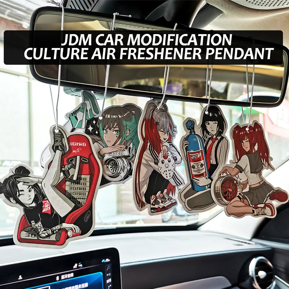 Newest Car Air Freshener Sexy Anime Girl Hanging Rearview Mirror Perfume  Turbo Brake Disc Absorber Solid Paper JDM Accessories