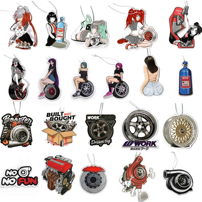 Newest Car Air Freshener Sexy Anime Girl Hanging Rearview Mirror Perfume  Turbo Brake Disc Absorber Solid Paper JDM Accessories