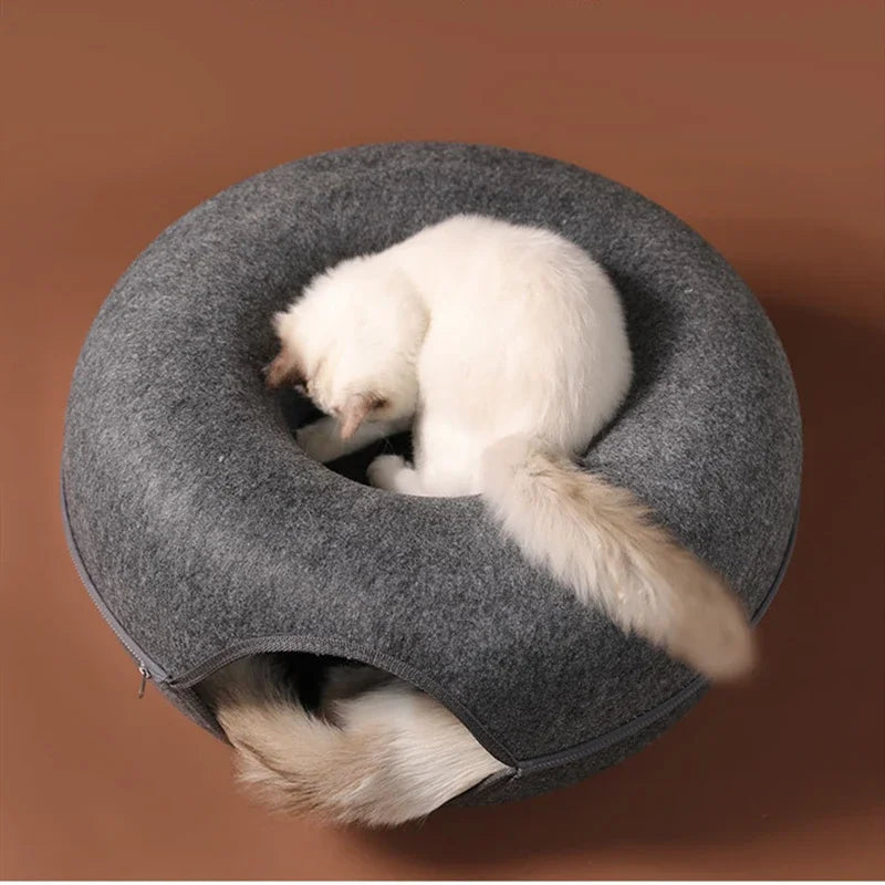 Cats House Basket Natural Felt Pet Cat Cave Beds Nest Funny Round Egg-Type with Cushion Mat For Small Dogs Puppy Pets Supplies