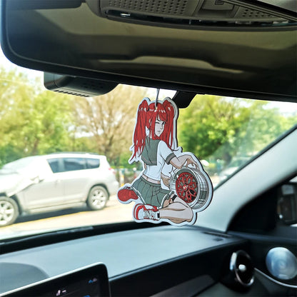 Newest Car Air Freshener Sexy Anime Girl Hanging Rearview Mirror Perfume  Turbo Brake Disc Absorber Solid Paper JDM Accessories