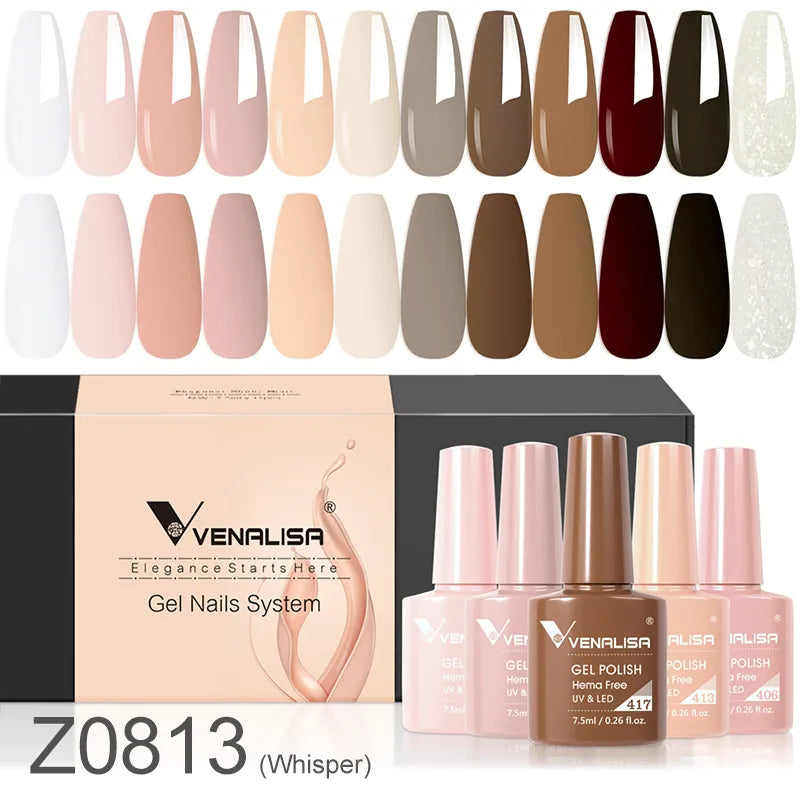 Venalisa Earth Brown Autumn Color Collection Nail Gel Polish Soak Off UV LED Gel Varnish Full Coverage Gorgeous GelNail Manicure