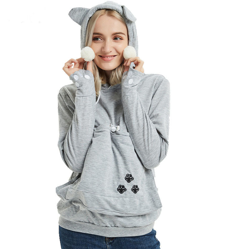 Cute Pet Pocket Hoodies for Women