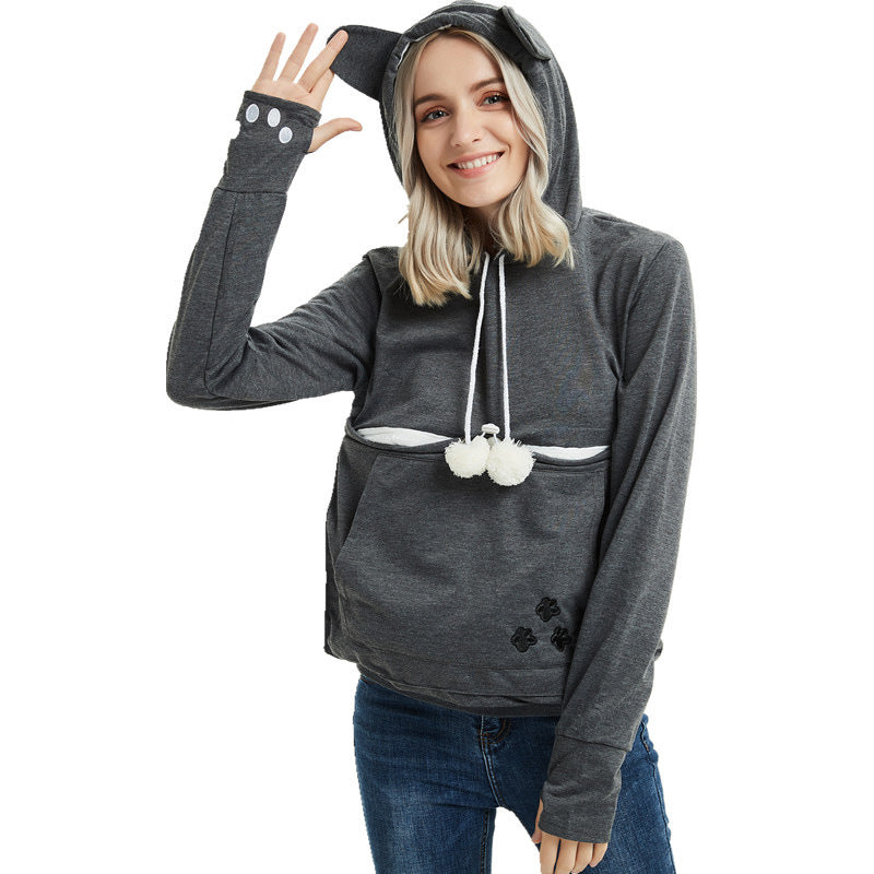 Cute Pet Pocket Hoodies for Women