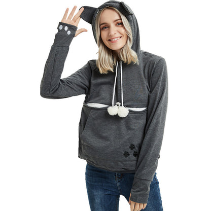 Cute Pet Pocket Hoodies for Women